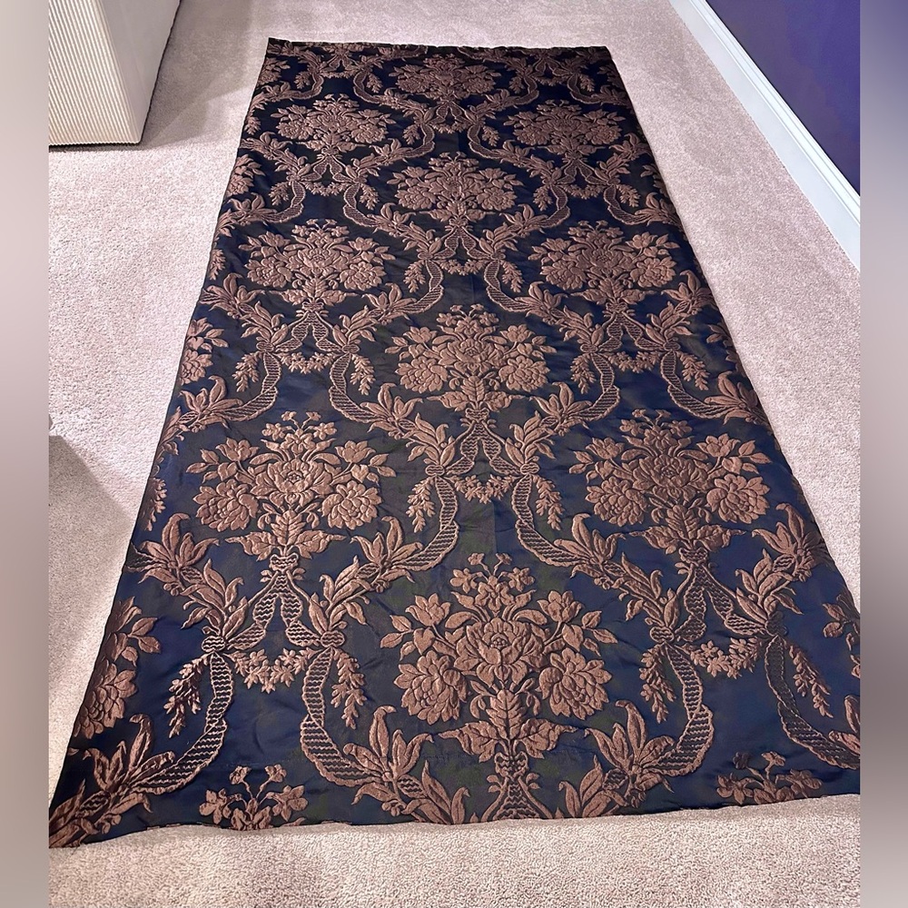 Luxe Brocade Damask Black & Copper Curtain Panel Academia, Gothic, Saltburn